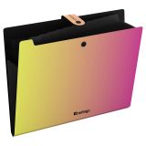 Папка 12 отделений Berlingo "Radiance", А4, 600мкм, на кнопке, желтый/розовый градиент