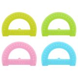 Транспортир 12см, 180° СТАММ, пластиковый, отливная шкала, прозрачный, неоновые цвета, ассорти