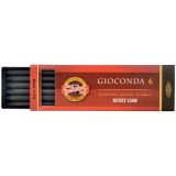 Грифели для цанговых карандашей Koh-I-Noor "Gioconda", H, 5,6мм, 6шт., круглый, пластик. коробка