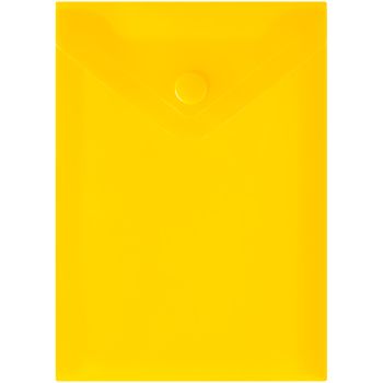 Папка-конверт на кнопке СТАММ А6 (105*148мм), 150мкм, пластик, прозрачная, желтая